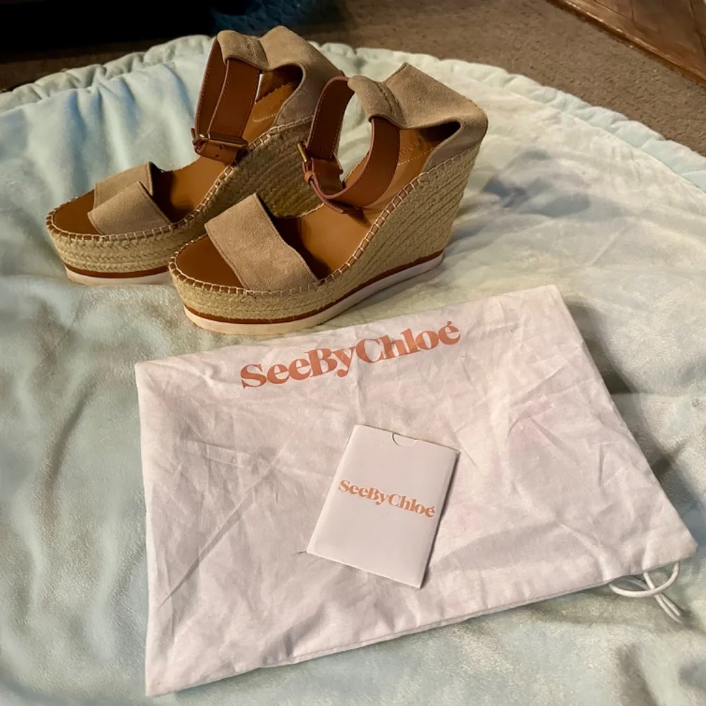 See By Chloe suede espadrille wedge sandal size 8